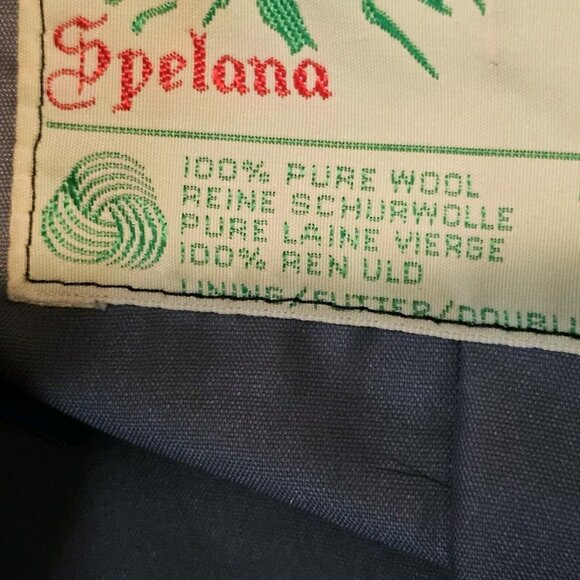 Vintage Spelana Womens Coat Scandinavian Fuzzy WOOL Size‎ M Chevron Black White - Picture 11 of 13